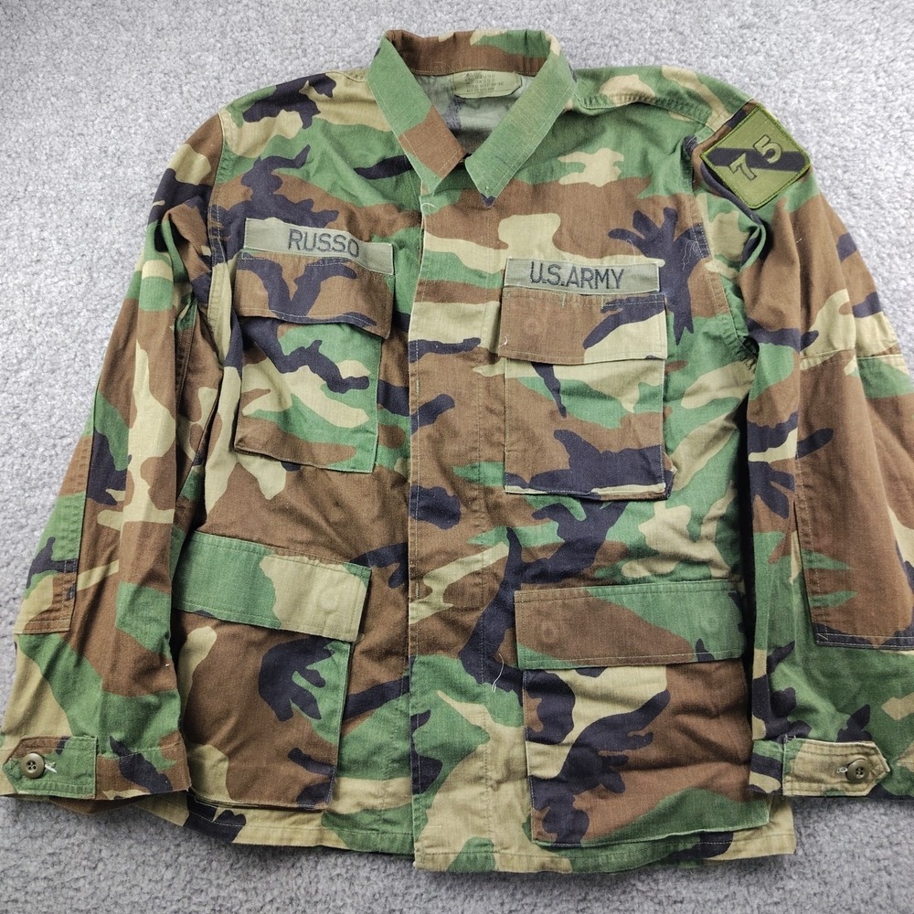 VTG 90s US Army Jacket Combat Coat Woodland Camouflage Small Short Cotton Nylon